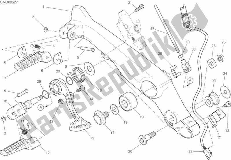 Todas las partes para Reposapiés, Derecha de Ducati Scrambler Cafe Racer USA 803 2019